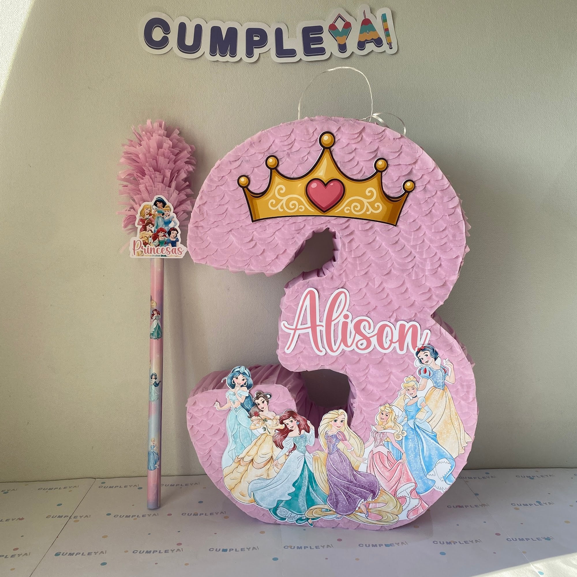 PIÑATA NUMERO 3 DE PRINCESAS DE DINSEY 60CM PREMIUM