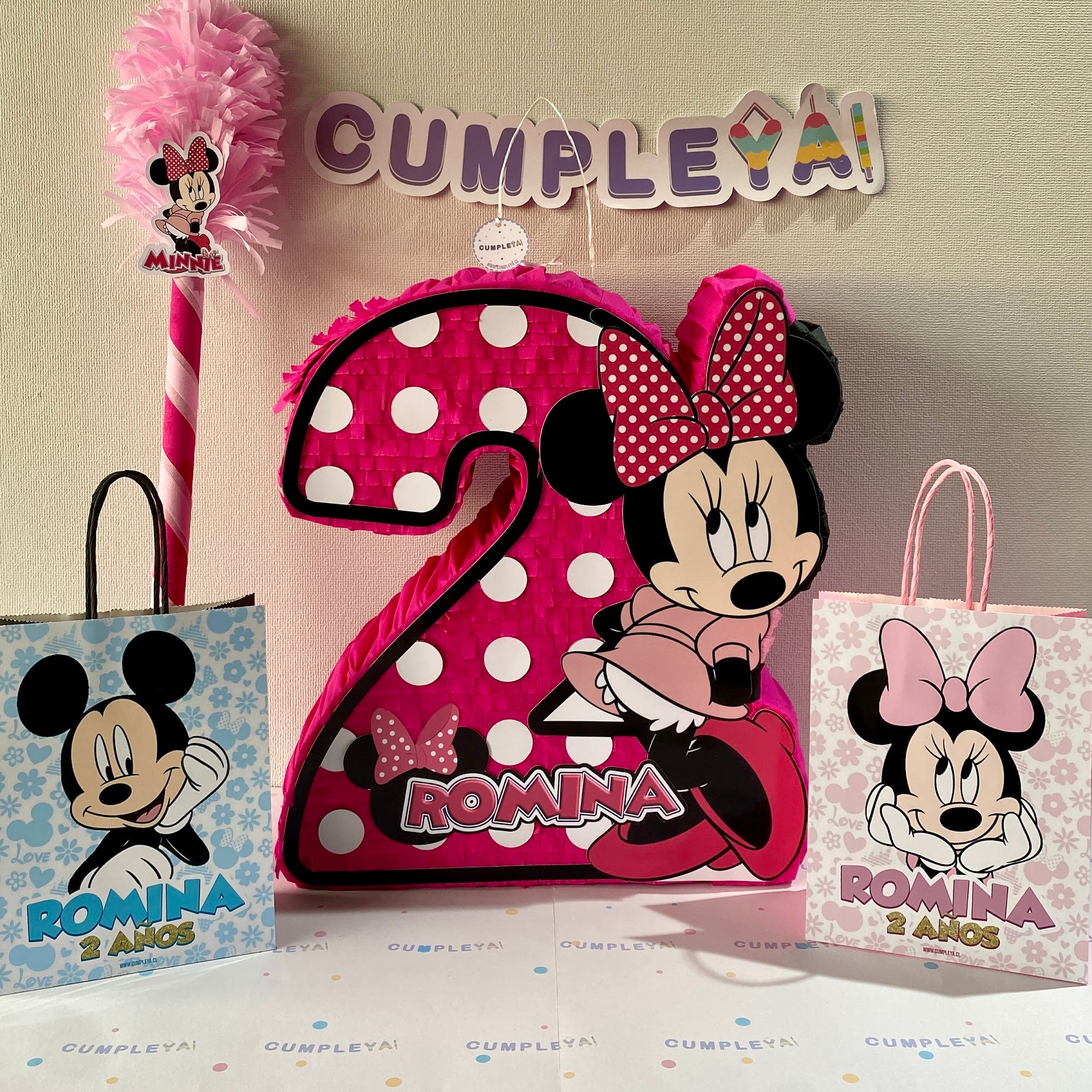 PIÑATA NUMERO 2 CON MINNIE DISNEY 40CM PREMIUM
