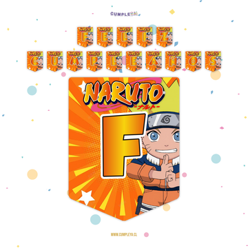 BANDERIN FELIZ CUMPLEAÑOS NARUTO NIÑO