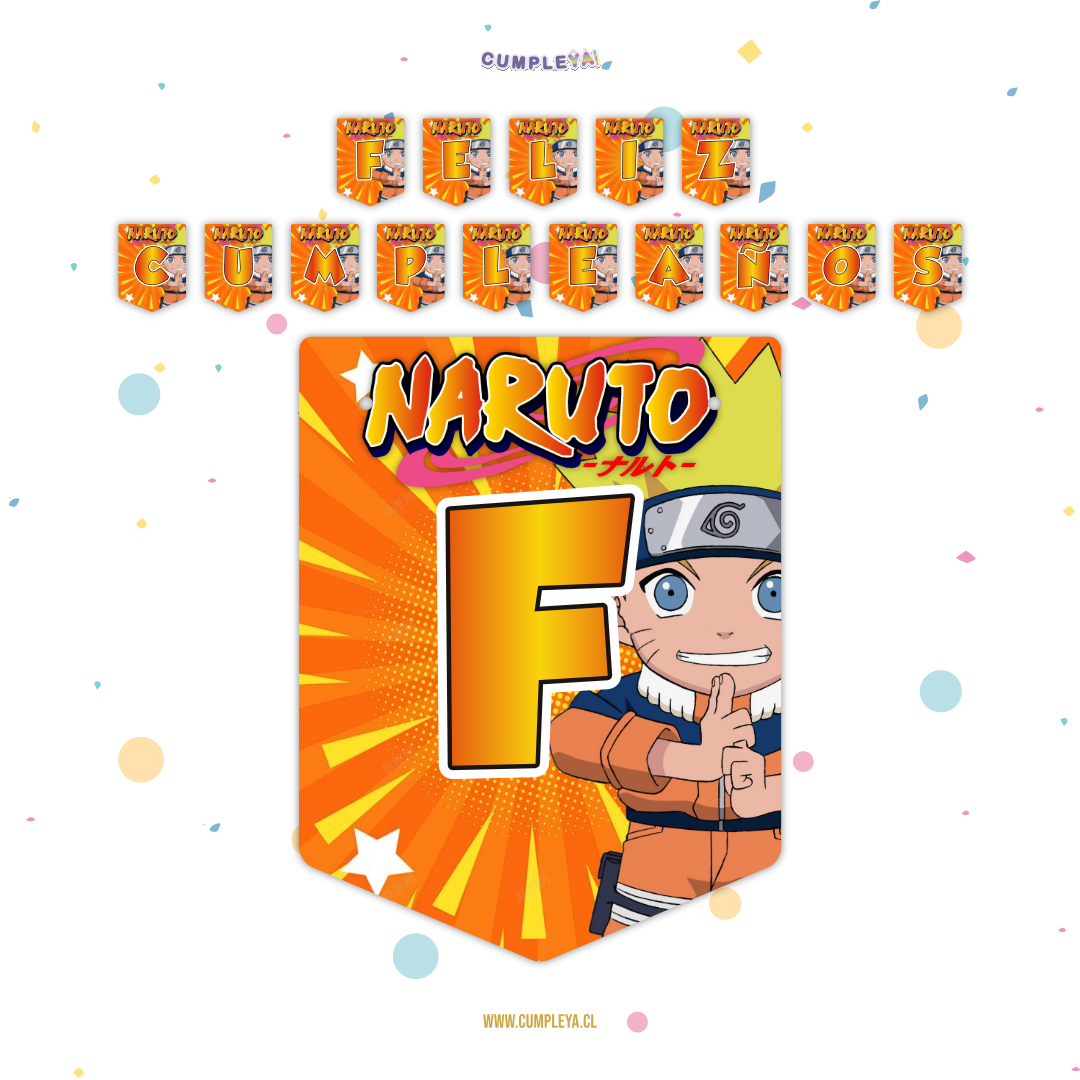 BANDERIN FELIZ CUMPLEAÑOS NARUTO NIÑO
