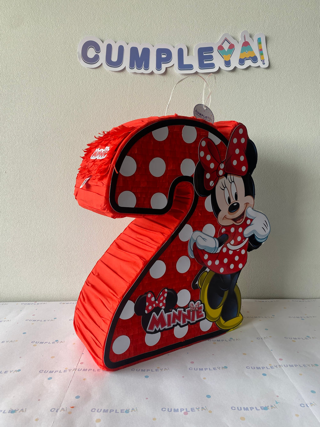 PIÑATA MINNIE ROJA NÚMERO 2 40CM PREMIUM