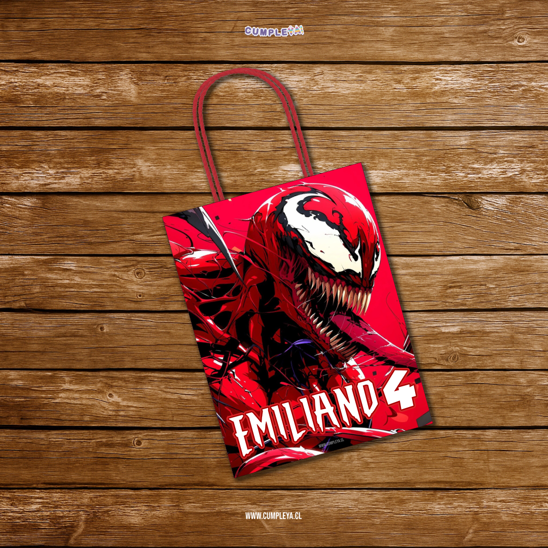 BOLSA SORPRESA 16 × 21 × 8 CM VENOM ROJO
