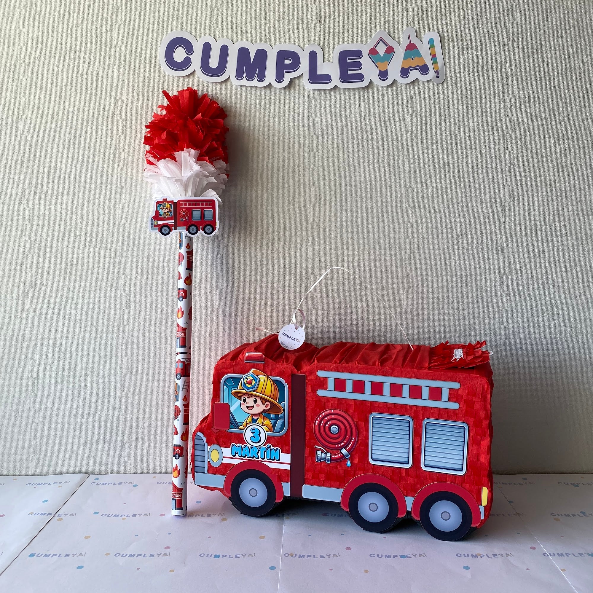 PIÑATA CAMION DE BOMBERO 40CM PREMIUM