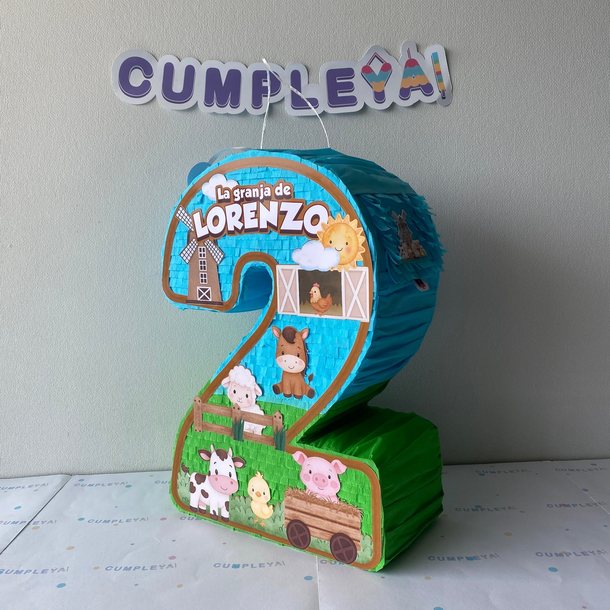 PIÑATA NUMERO 2 ANIMALITOS DE LA GRANJA 40CM PREMIUM