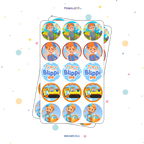 30 STICKER CIRCULARES 5 X 5 CM BLIPPI