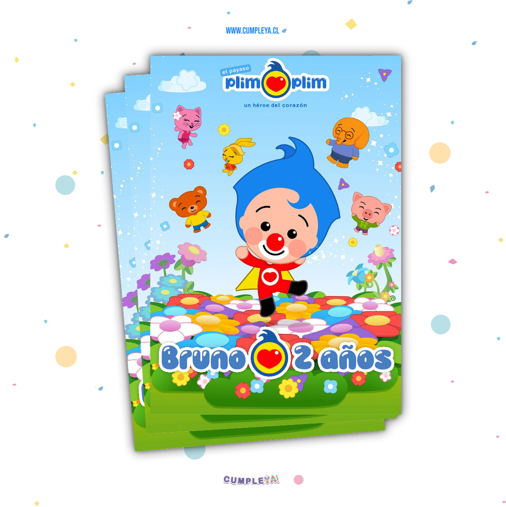 STICKER PLIM PLIM AZUL PARA BOLSA SORPRESA 14X20CM TEMÁTICO