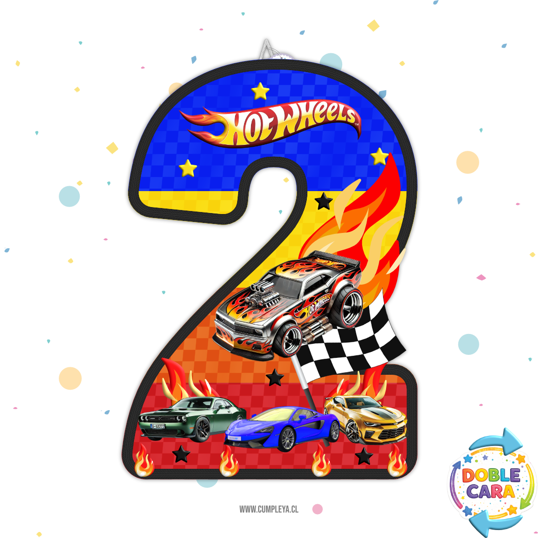 PIÑATA 40 CM PIÑATA NUMERO 2 HOT WHEELS