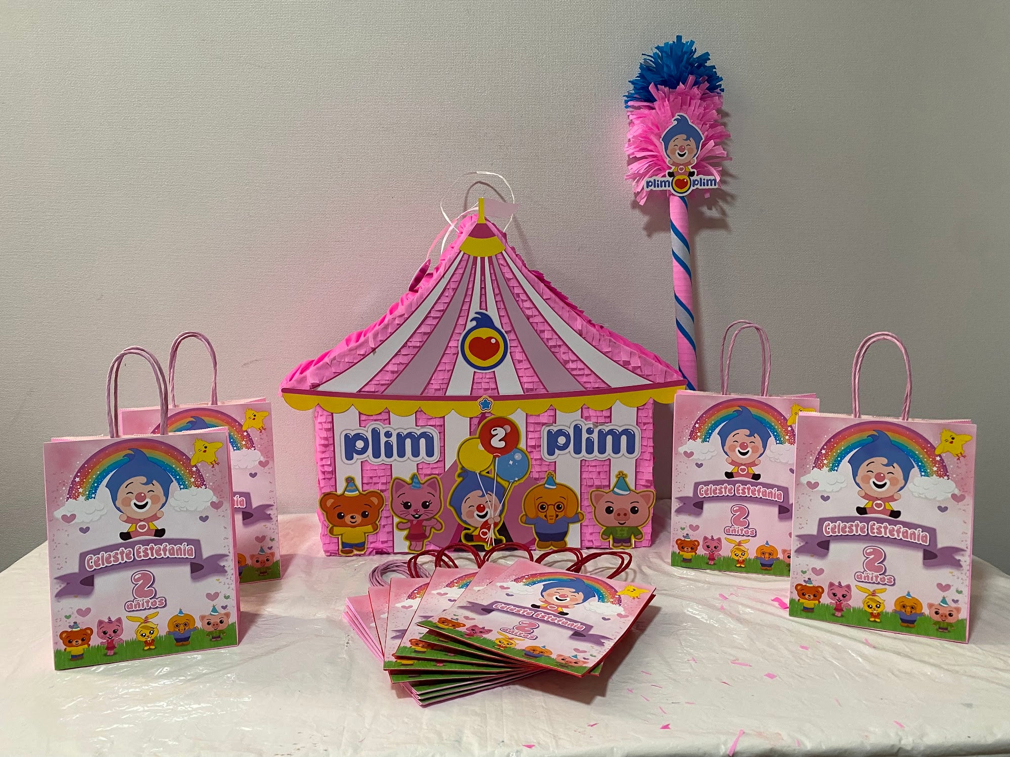 BOLSA SORPRESA 16 × 21 × 8 CM PLIM PLIM ROSADO Y SUS AMIGOS