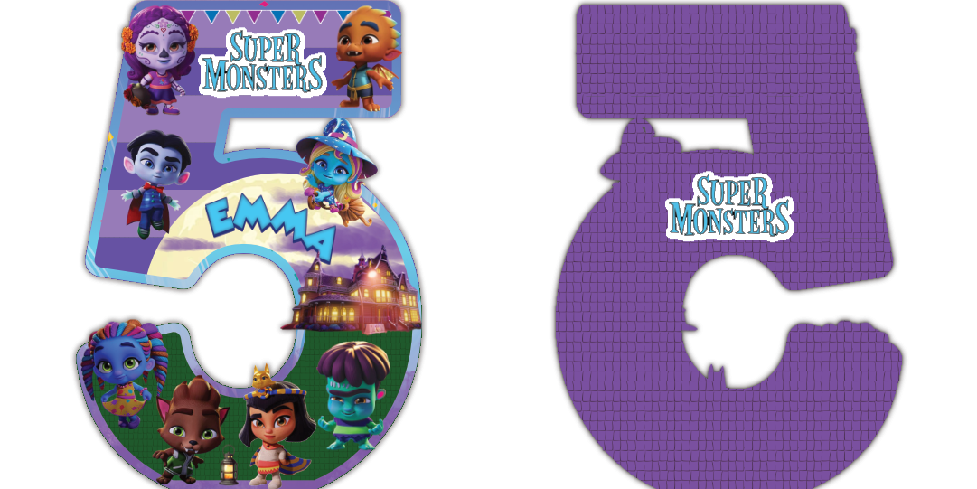 PIÑATA NUMERO 5 SUPERMONSTRUOS 60CM PREMIUM