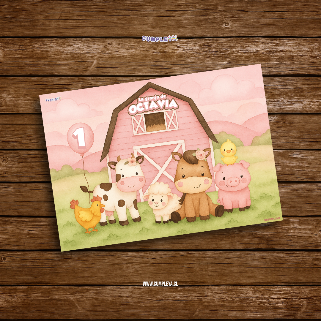 INDIVIDUALES GRANJITA ROSADA PAPEL BOND 21X30CM