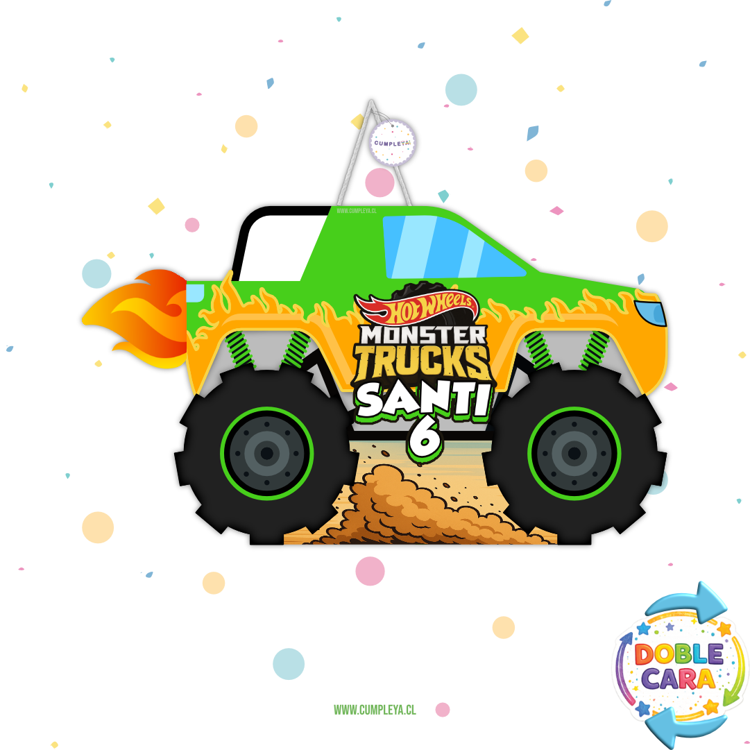 PIÑATA 40 CM MONSTER TRUCK VERDE