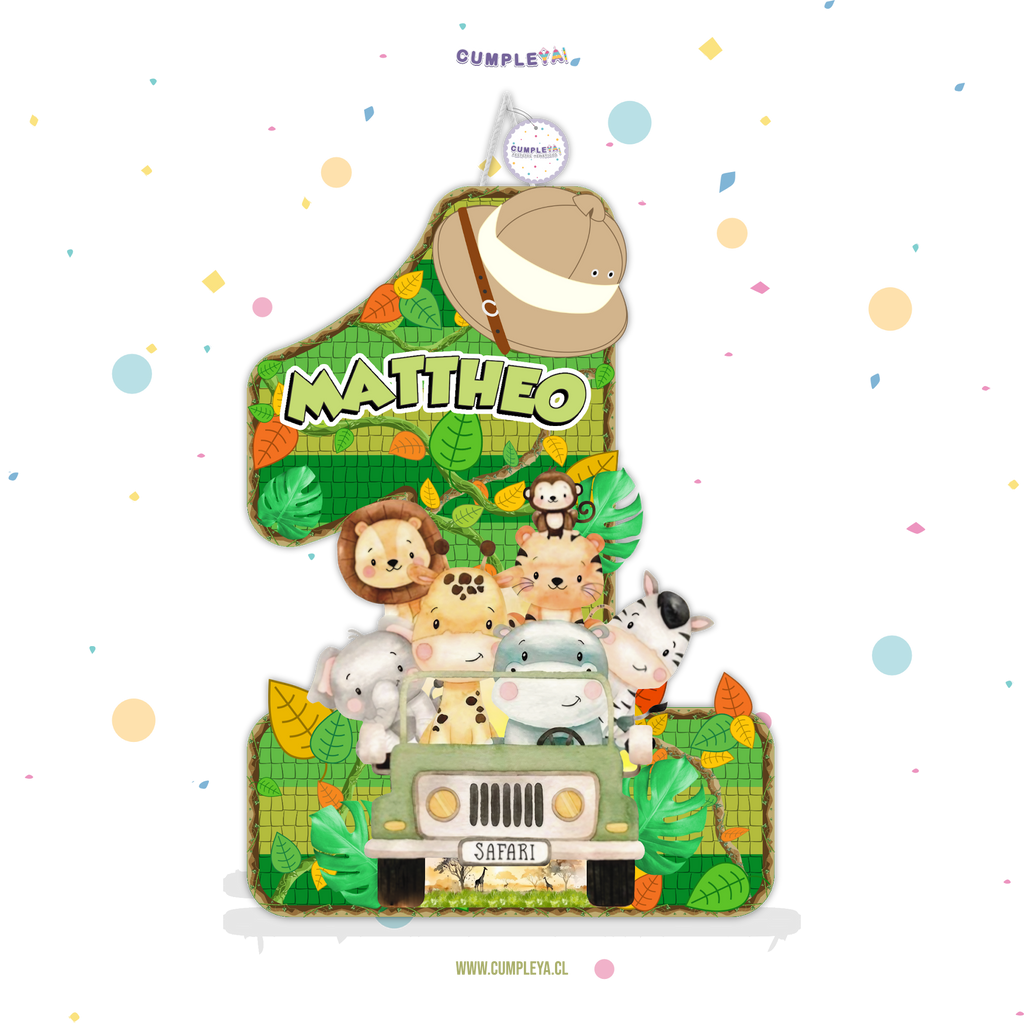 PIÑATA NUMERO 1 CON JEEP SAFARI 60CM PREMIUM