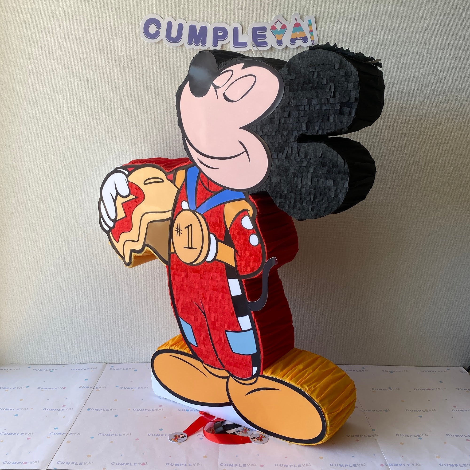 PIÑATA MICKEY AUTO DE CARRERA 60CM PREMIUM
