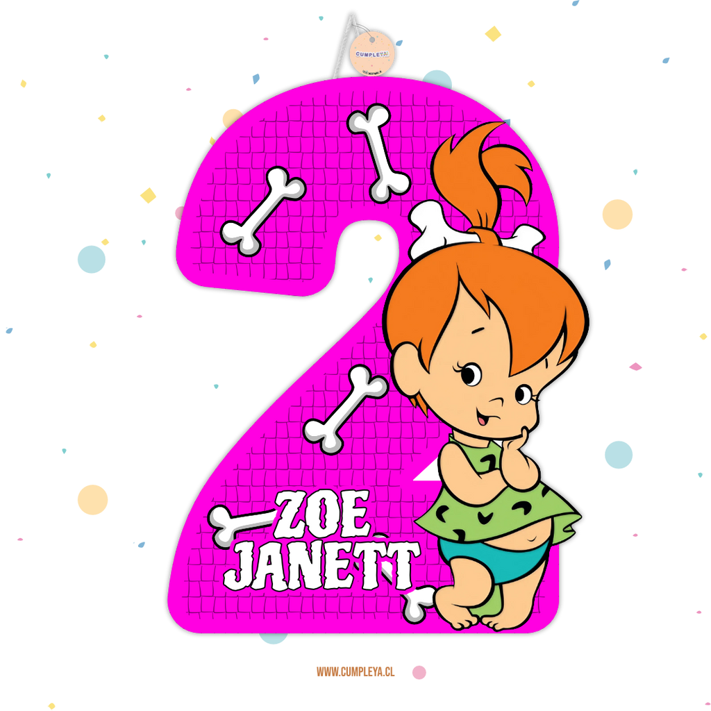 PIÑATA NUMERO 2 DE PEBBLES DE LOS PICAPIEDRAS 60CM PREMIUM