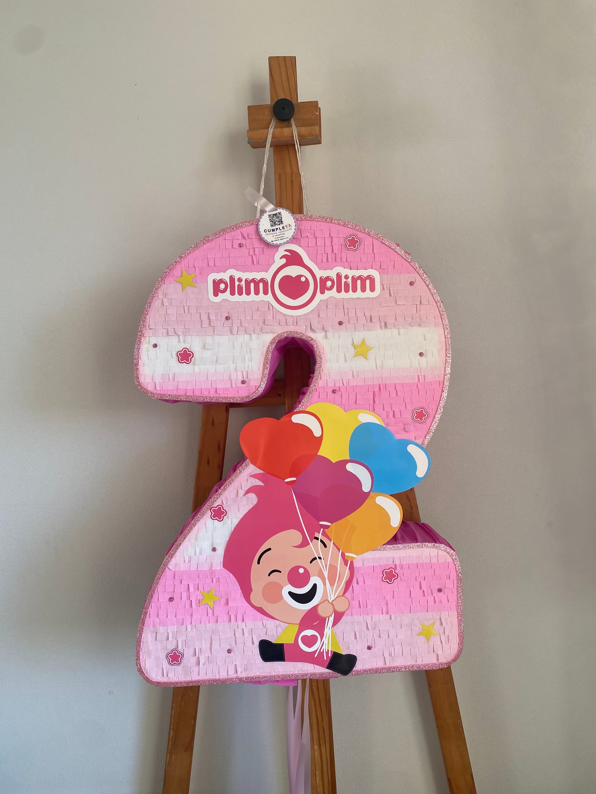 PIÑATA PLIM PLIM ROSA NÚMERO 2 60CM PREMIUM