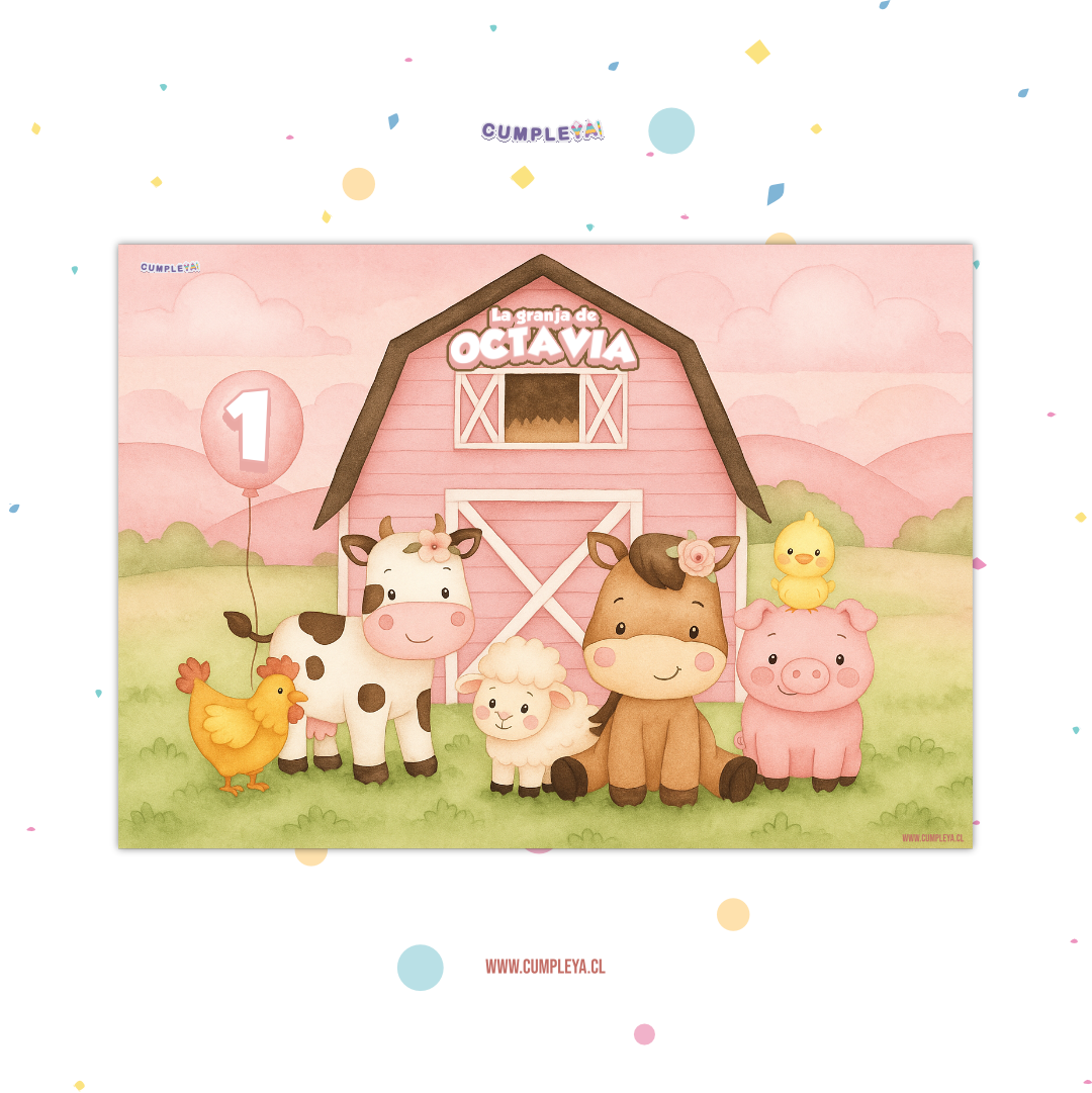 INDIVIDUALES GRANJITA ROSADA PAPEL BOND 21X30CM