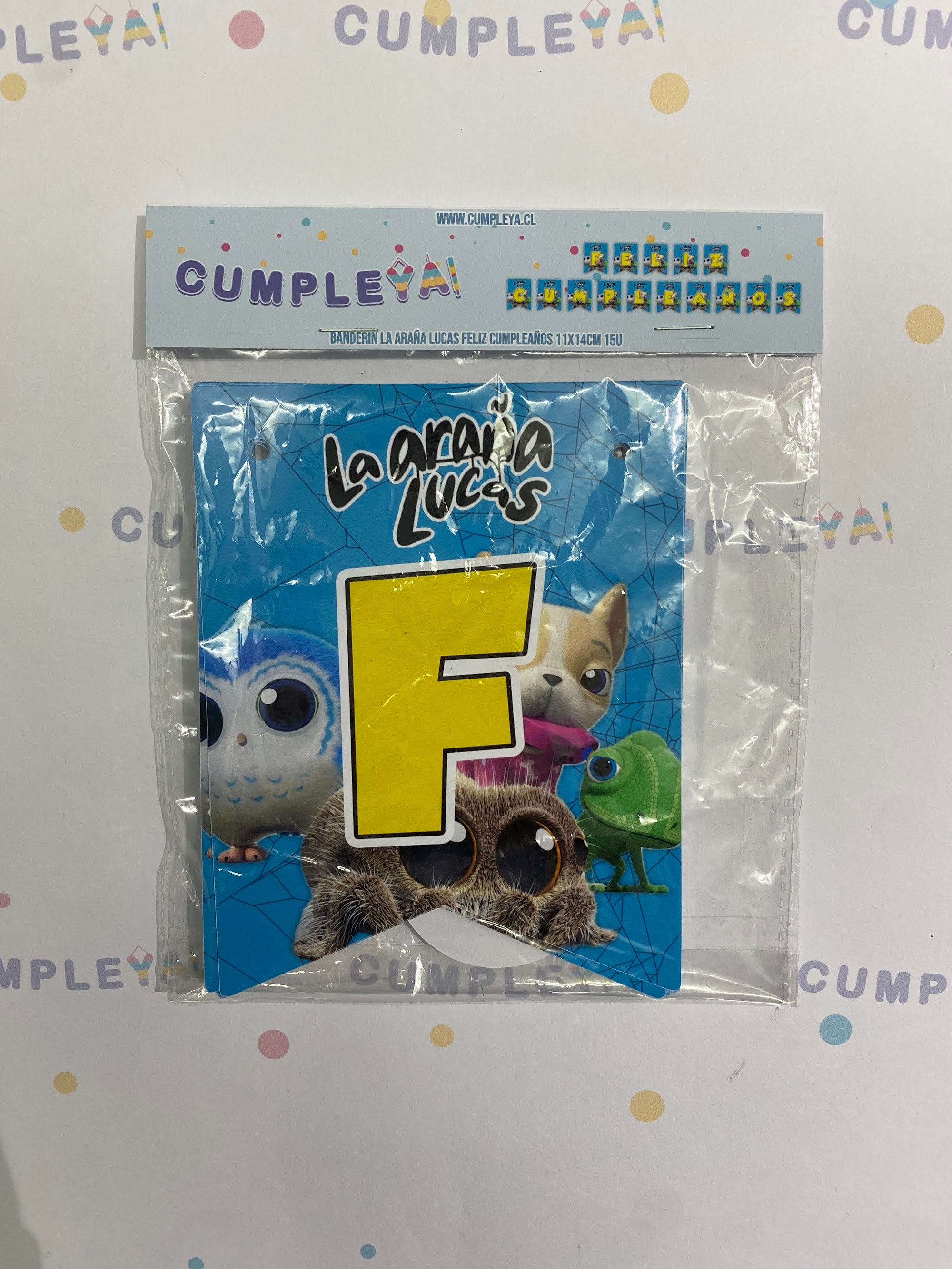 BANDERIN FELIZ CUMPLEAÑOS LA ARAÑA LUCAS