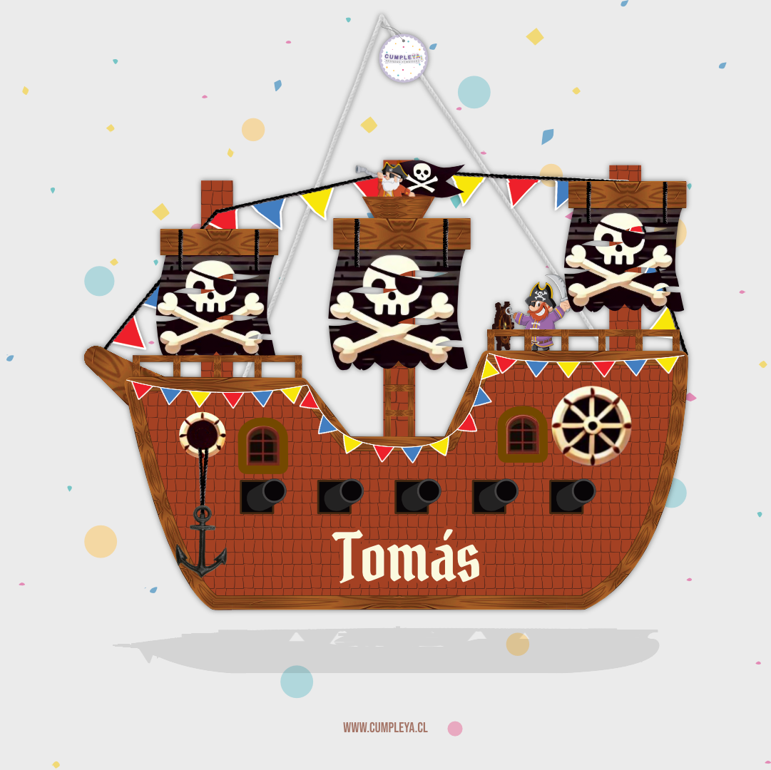 PIÑATA BARCO PIRATA 60CM PREMIUM