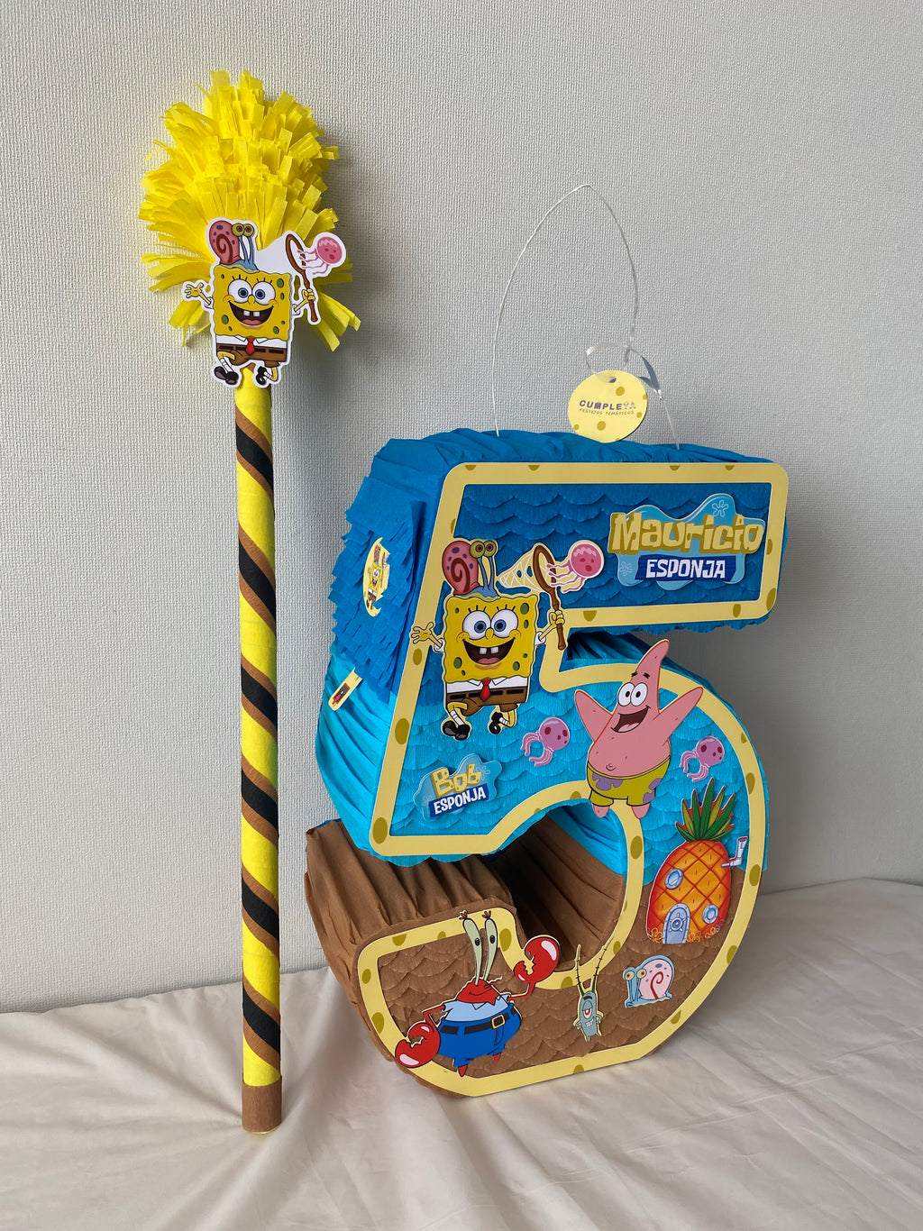 PIÑATA NÚMERO 5 BOB ESPONJA 40CM PREMIUM
