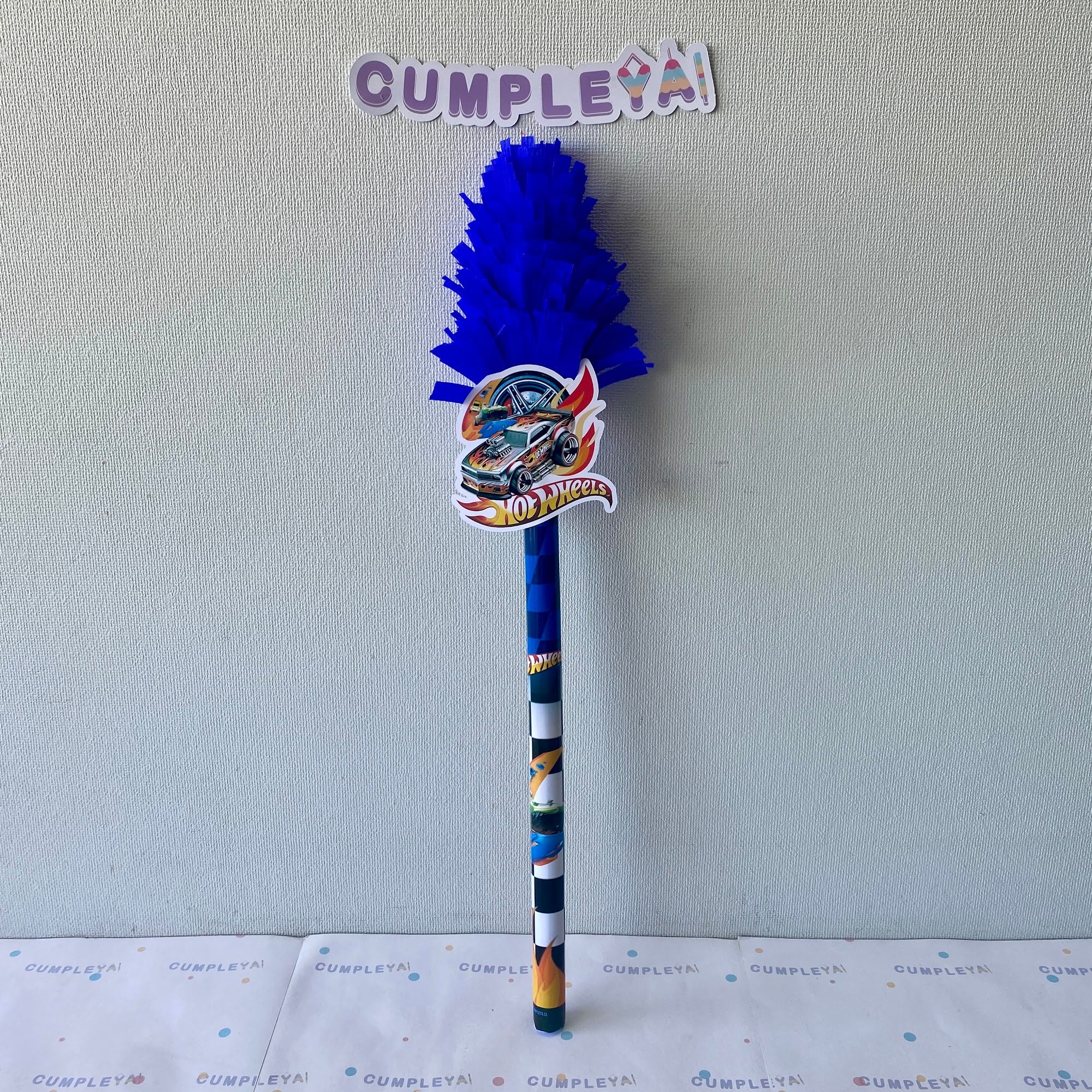 PALO PARA PIÑATA HOT WHEELS AZUL