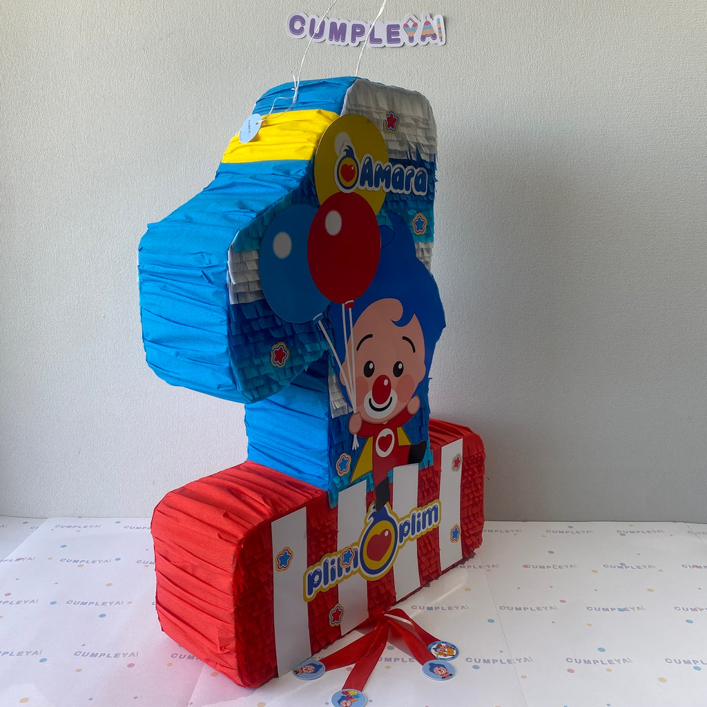 PIÑATA PAYASO PLIM PLIM NÚMERO 1 60CM PREMIUM