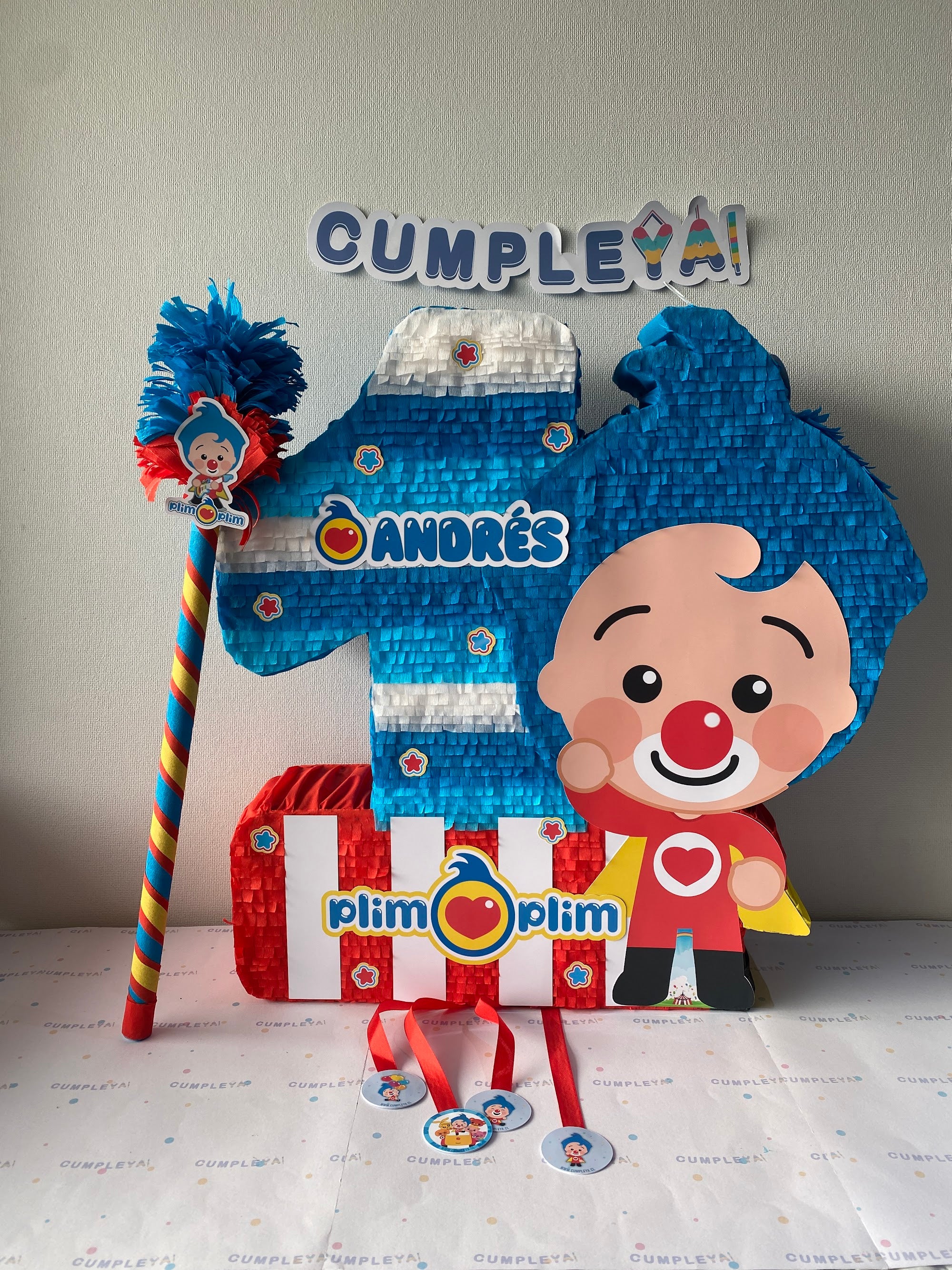 PIÑATA PLIM PLIM CON NUMERO 1 60CM