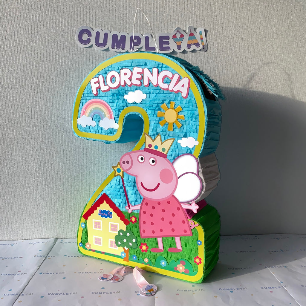 PIÑATA NUMERO 2 DE PEPPA PIG 60CM PREMIUM
