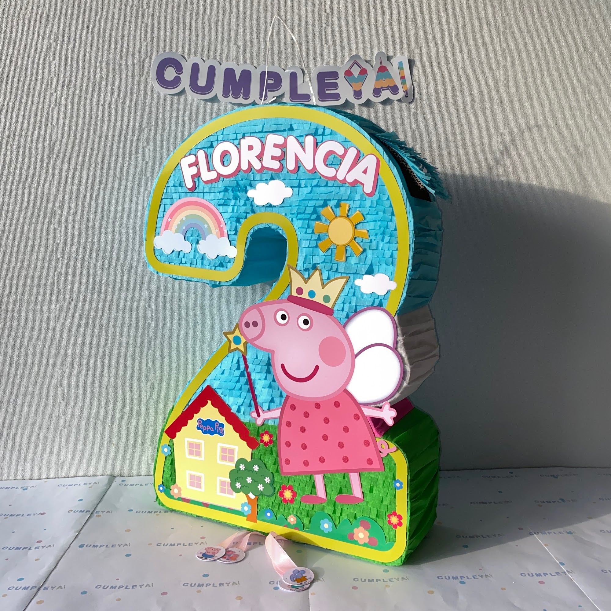 PIÑATA NUMERO 2 DE PEPPA PIG 60CM PREMIUM