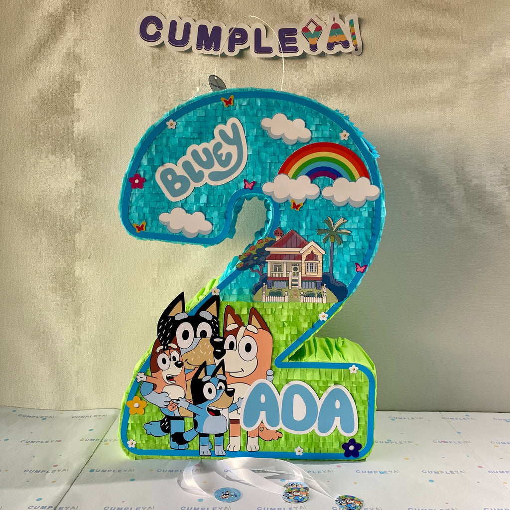 PIÑATA NUMERO 2 BLUEY 60CM PREMIUM