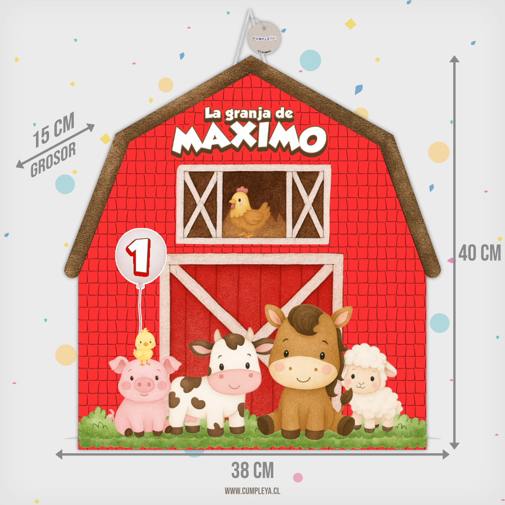 PIÑATA GRANJA ROJA 40CM PREMIUM