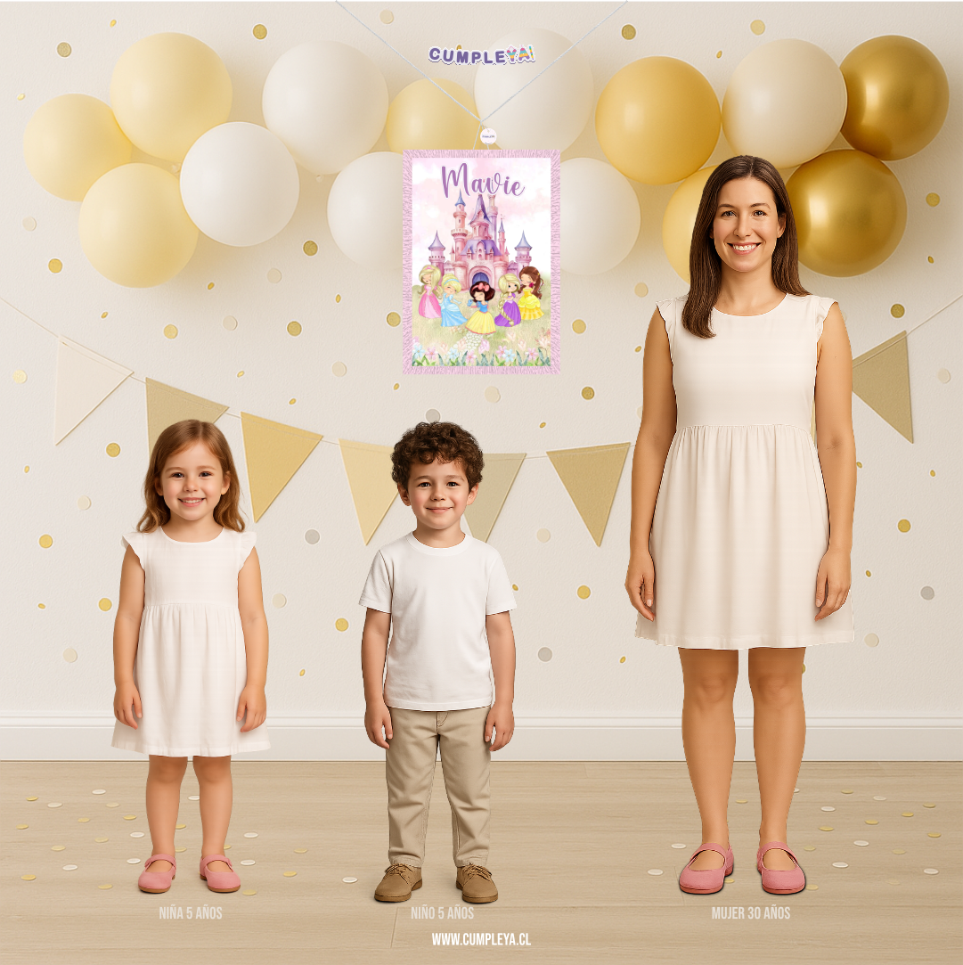 PIÑATA 40 CM RECTANGULAR PRINCESAS BEBES