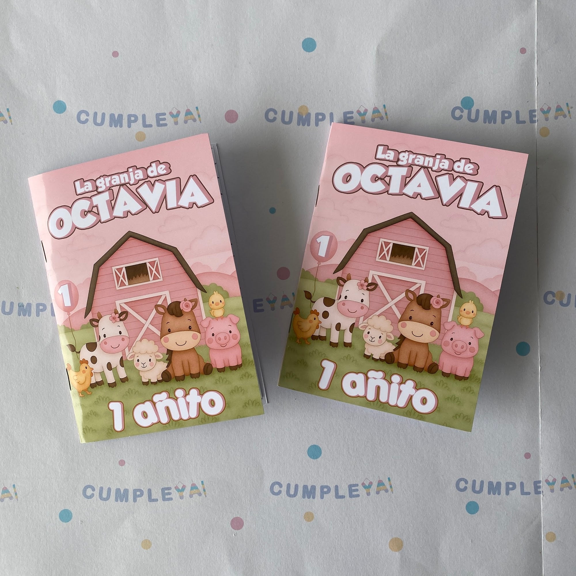 LIBRITO PARA COLOREAR ANIMALITOS DE LA GRANJA ROSADA 8 PAGINAS 11X15CM