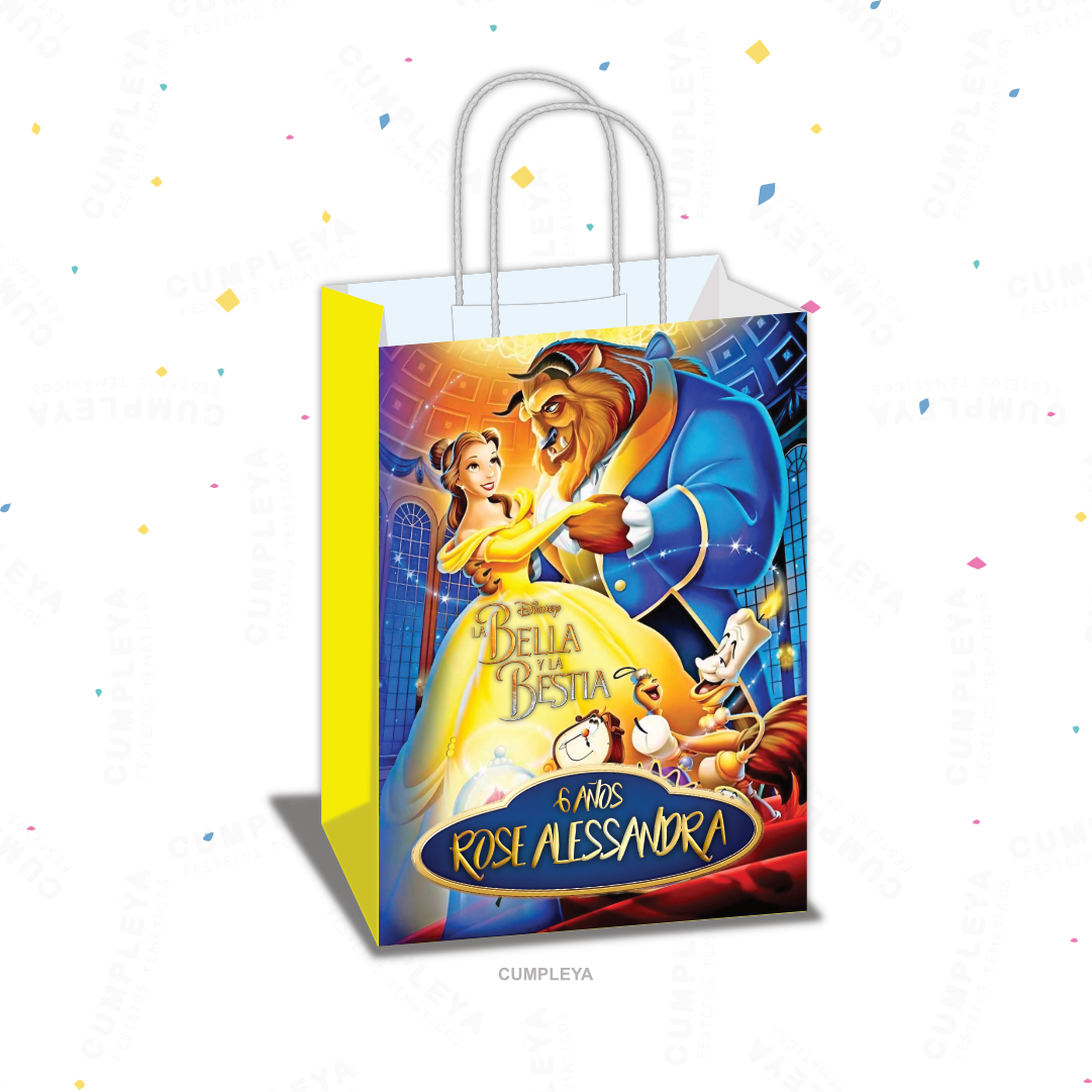 BOLSA SORPRESA PRINCESA BELLA PERSONALIZADA 16X21X8CM