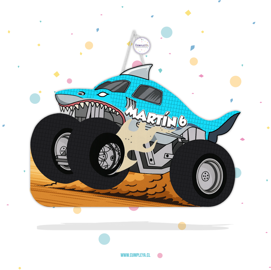 PIÑATA TIBURÓN CELESTE MONSTER JAM 40CM PREMIUM