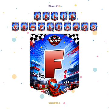BANDERIN FELIZ CUMPLEAÑOS KARTING