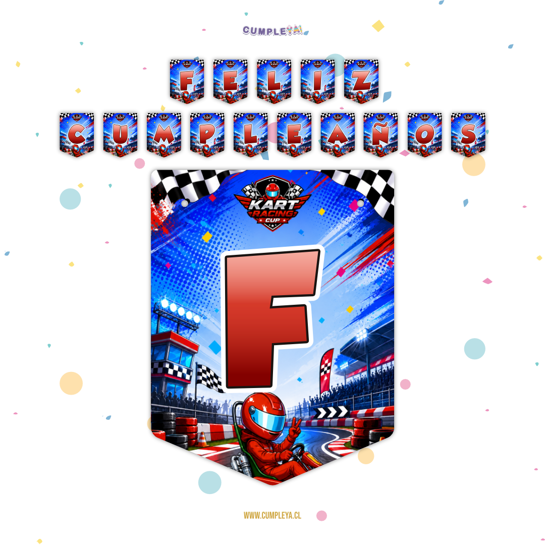 BANDERIN FELIZ CUMPLEAÑOS KARTING