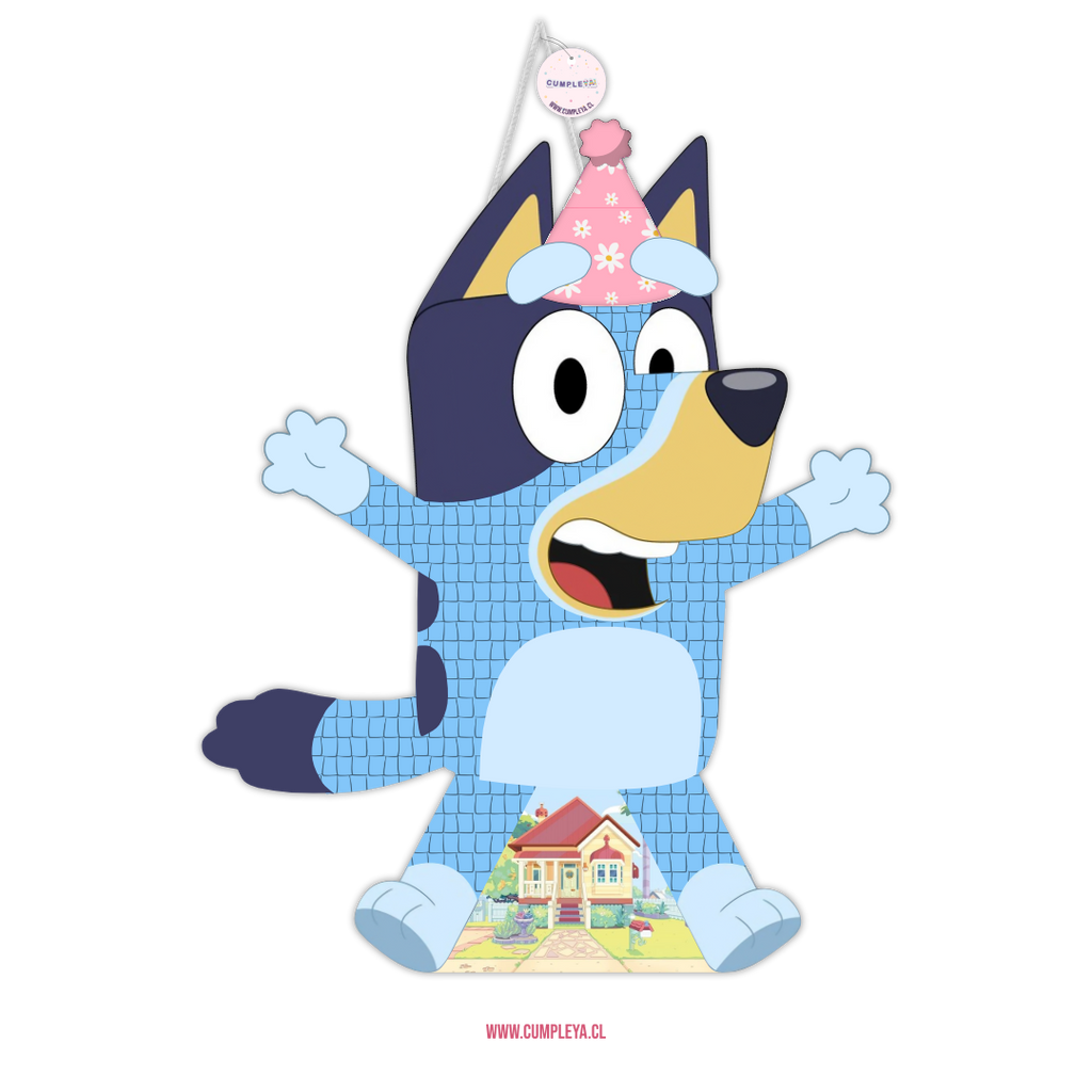PIÑATA BLUEY CON GORRITO 60CM PREMIUM