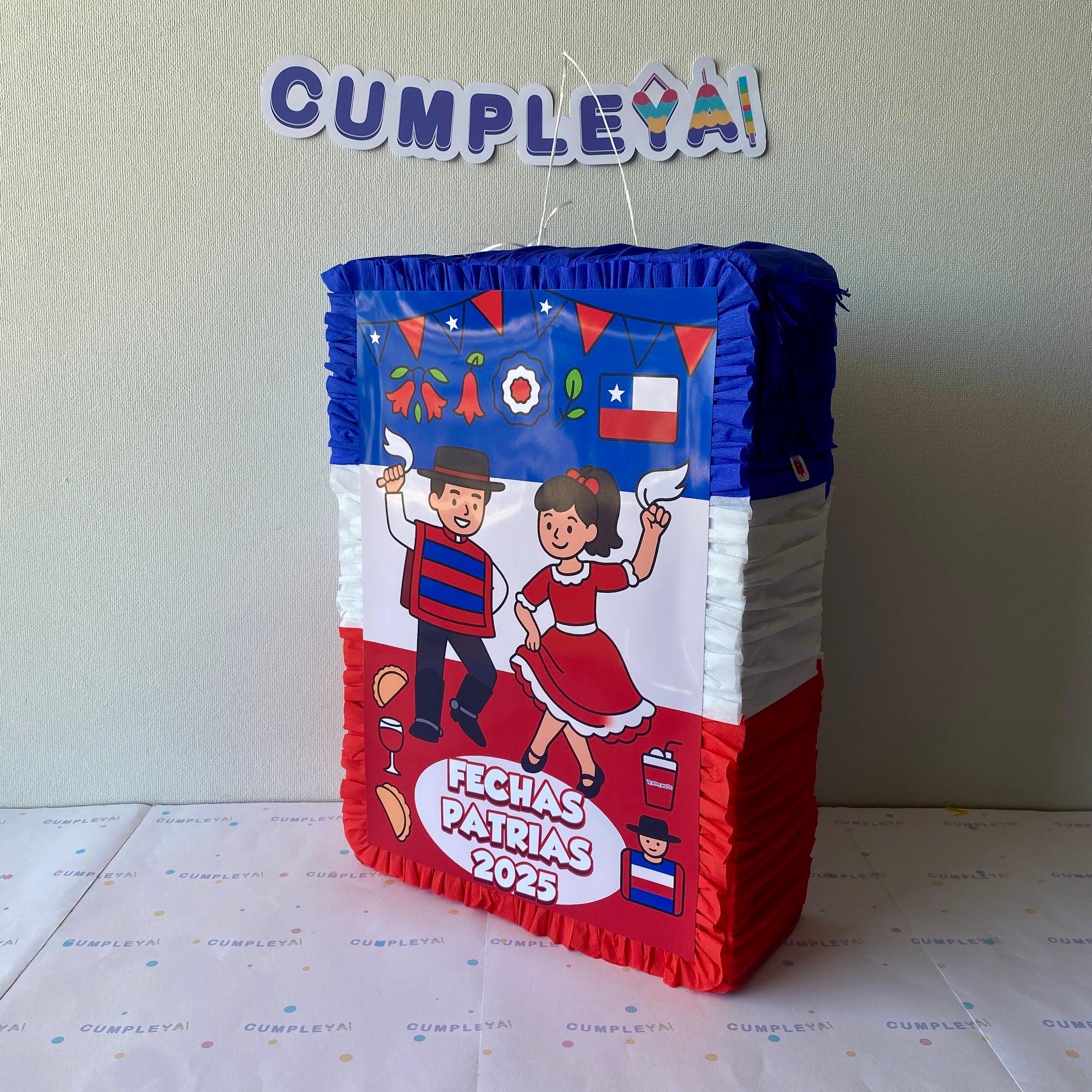 PIÑATA FIESTAS PATRIAS CHILE RECTANGULAR EXPRÉS 50CM