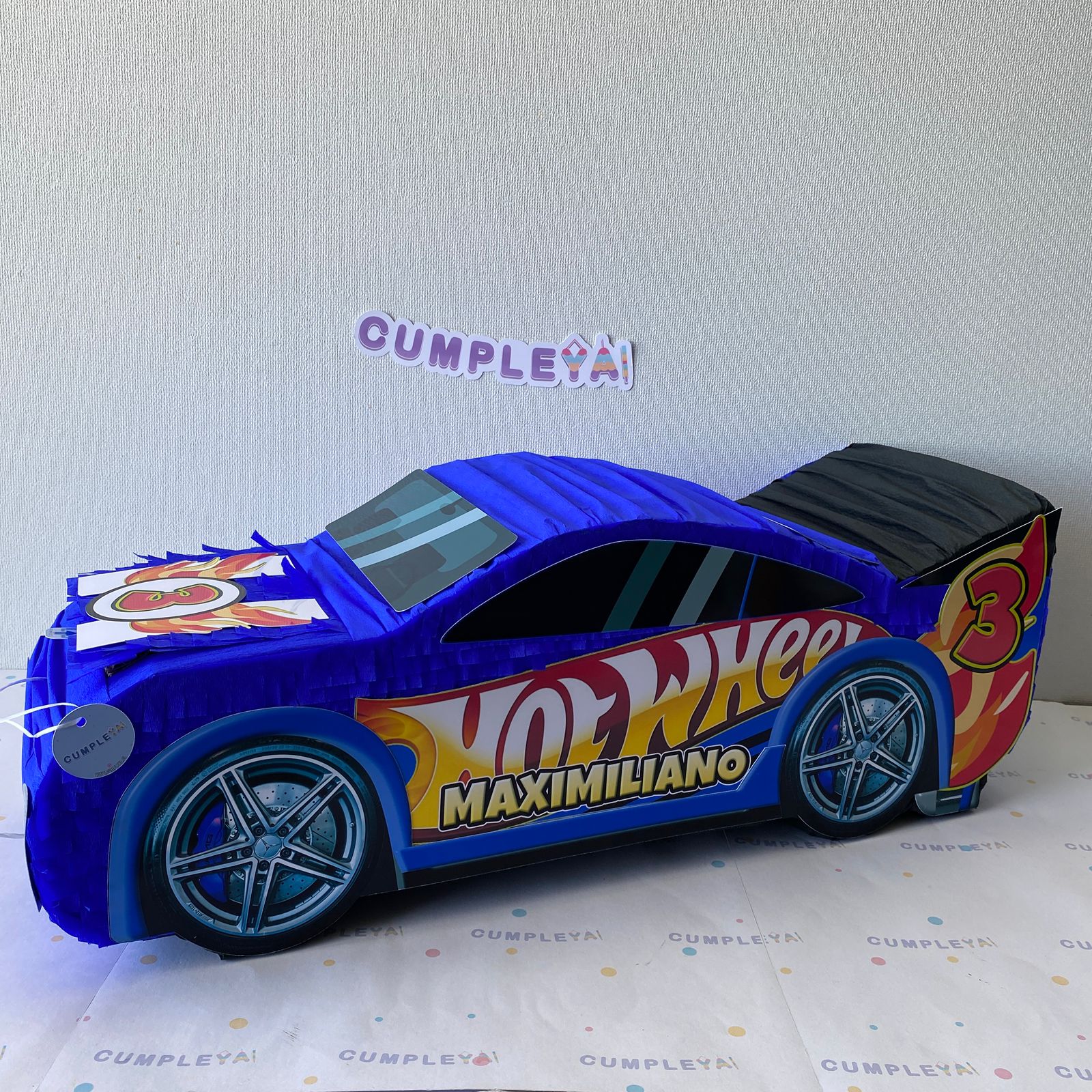 PIÑATA AUTO AZUL HOT WHEELS 60CM PREMIUM