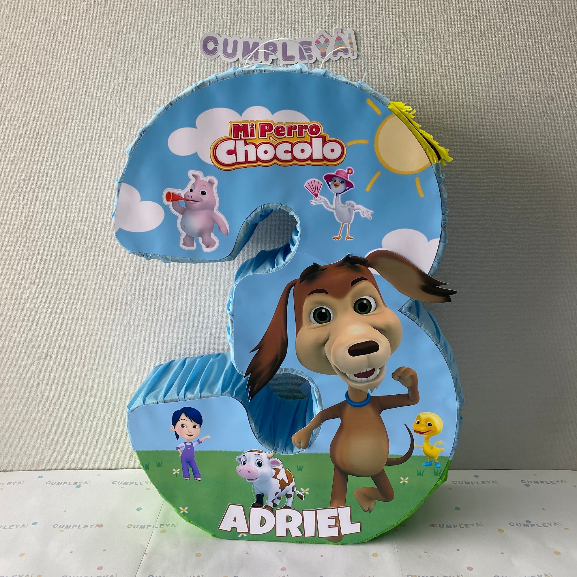 PIÑATA 60 CM XL NUMERO 3 PERRO CHOCOLO