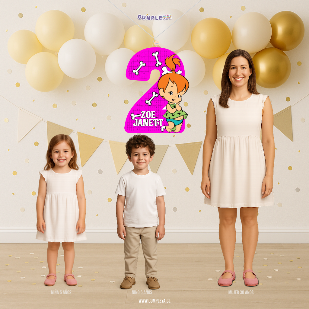 PIÑATA NUMERO 2 DE PEBBLES DE LOS PICAPIEDRAS 60CM PREMIUM