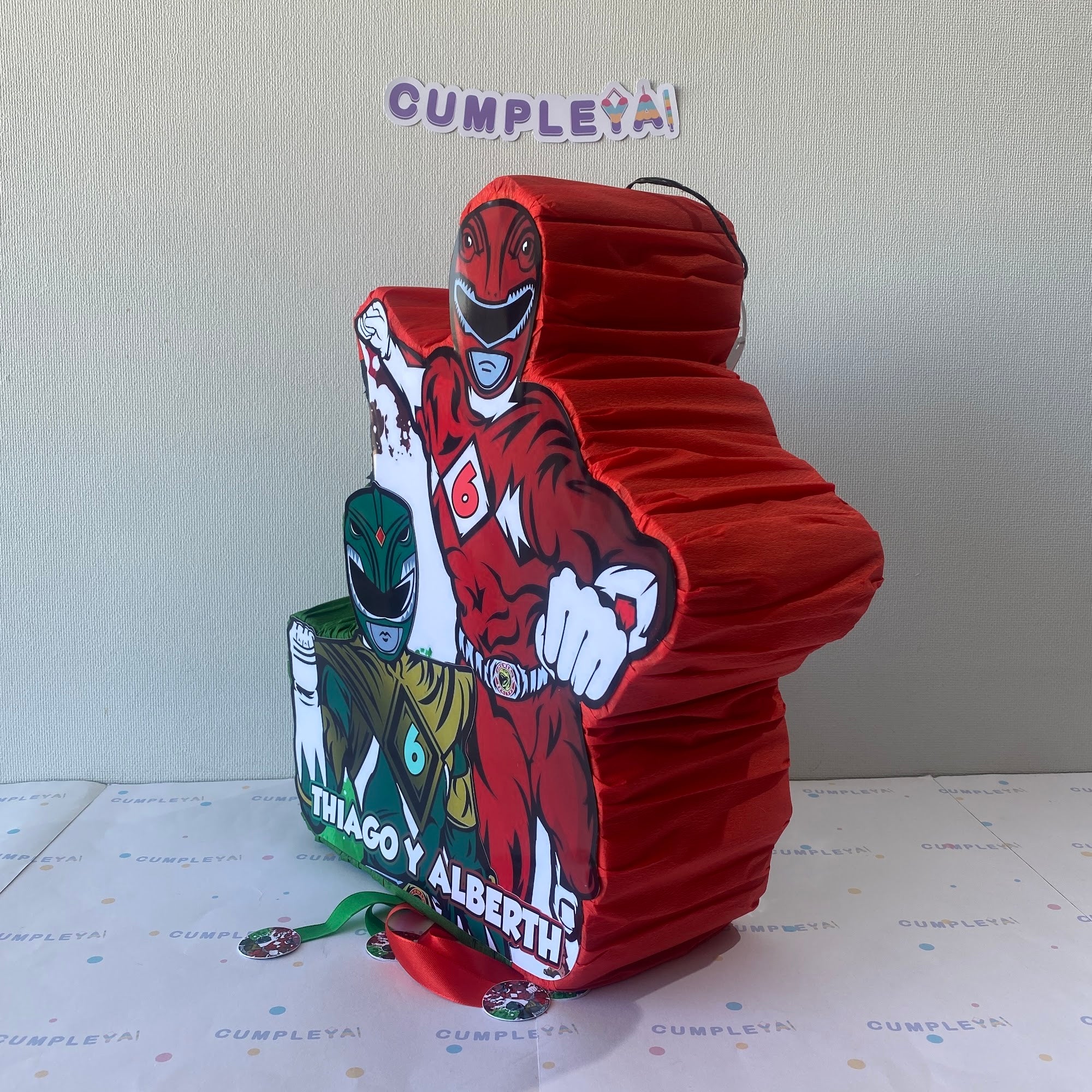 PIÑATA 40 CM POWER RANGER ROJO Y VERDE