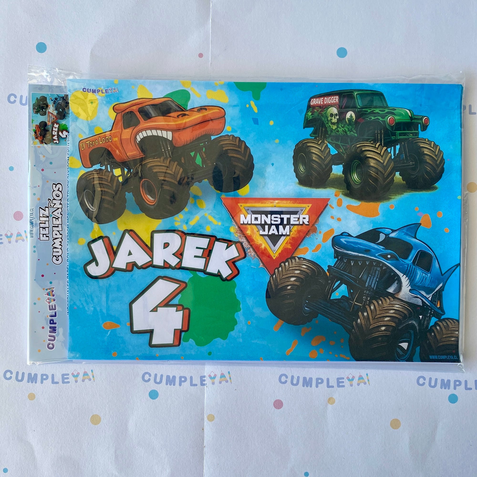 INDIVIDUALES MONSTER TRUCK PAPEL BOND 21X30CM