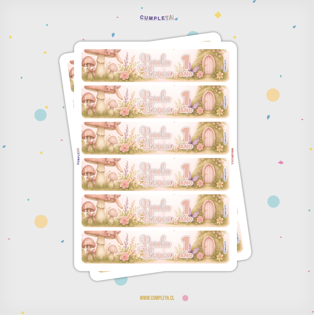 STICKER HADA PARA BOTELLA 250ML 18X3, 5CM SET 12U TEMÁTICO