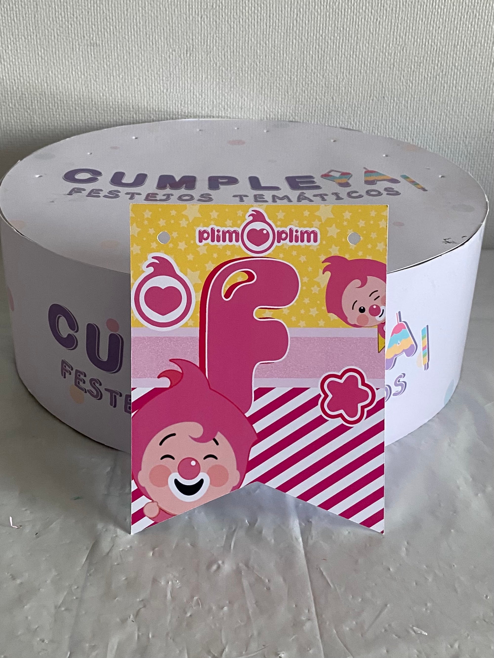 BANDERIN FELIZ CUMPLEAÑOS PLIM PLIM ROSADO