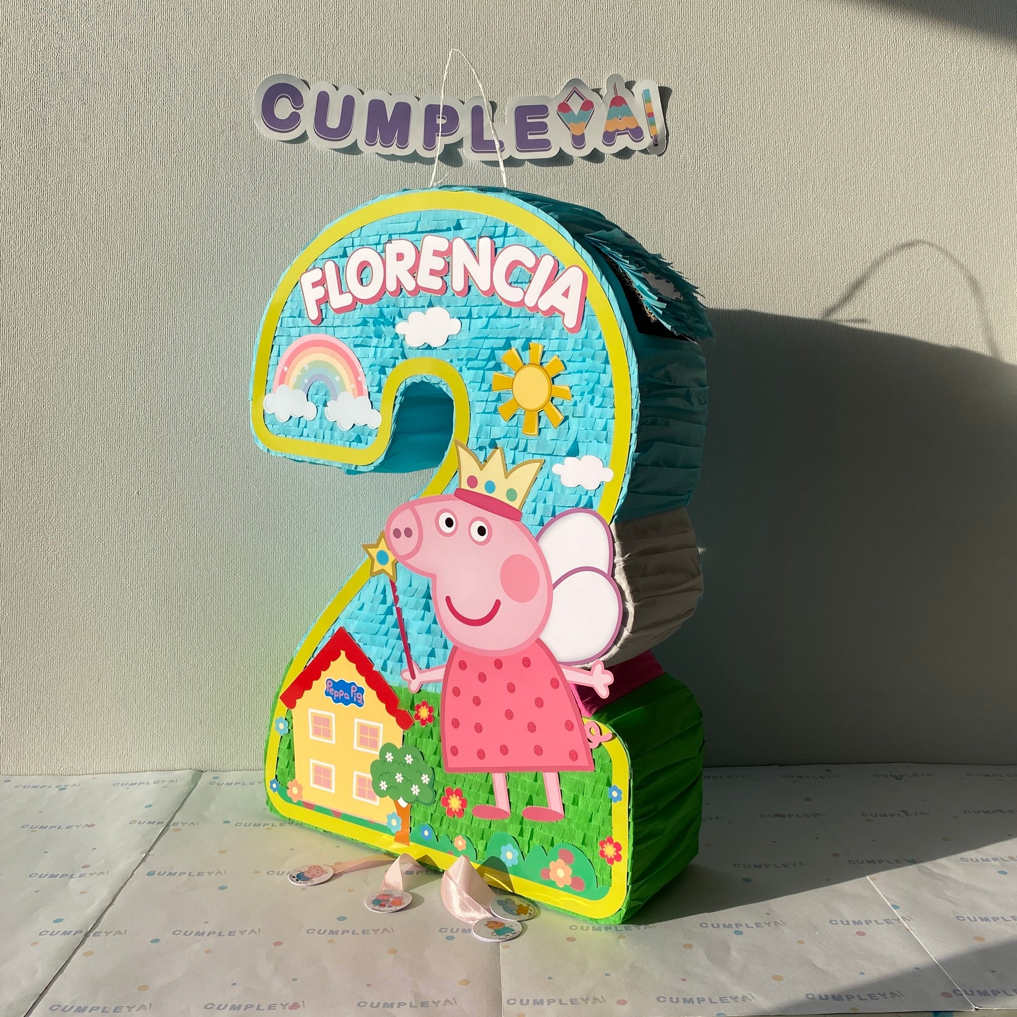 PIÑATA NUMERO 2 DE PEPPA PIG 60CM PREMIUM