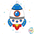 PIÑATA 40 CM COHETE ESPACIAL AZUL