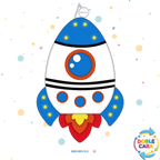 PIÑATA 40 CM COHETE ESPACIAL AZUL