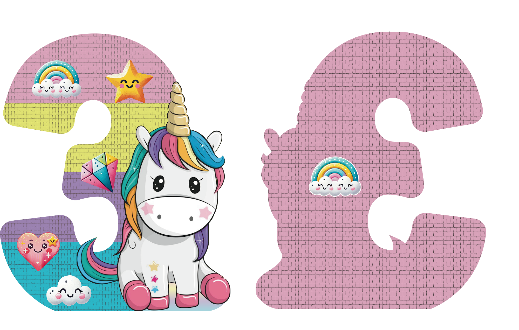 PIÑATA NUMERO 3 CON UNICORNIO BEBE 60CM PREMIUM