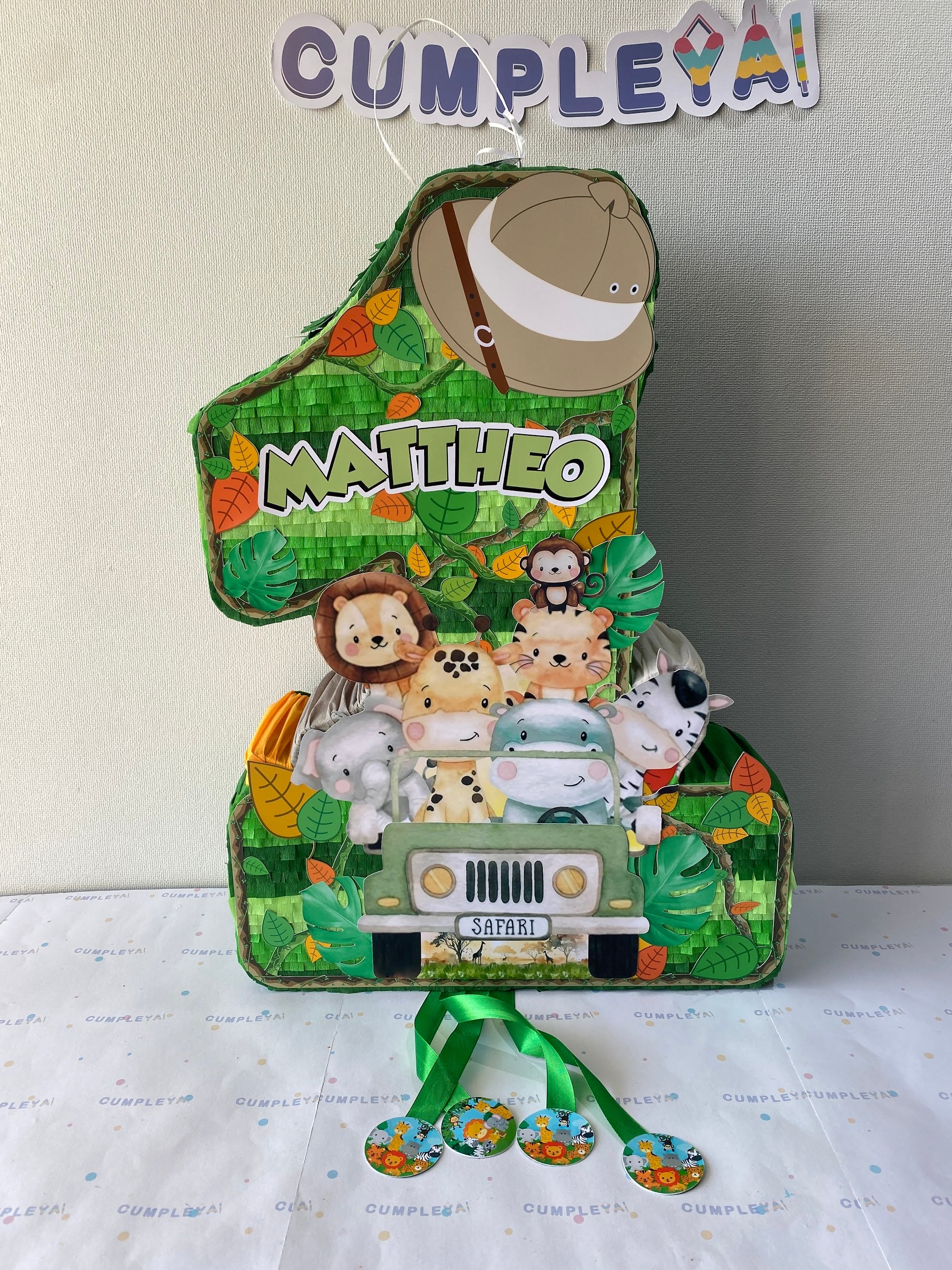 PIÑATA NUMERO 1 CON JEEP SAFARI 60CM PREMIUM